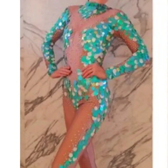 NWOT Mermaid Catsuit Bodysuit Unitard Aerial Circus Costume - Picture 5 of 16